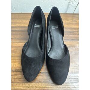 Eileen Fisher Hilly Wedge d'Orsay Pump Pointed Toe Women's Black Size 7